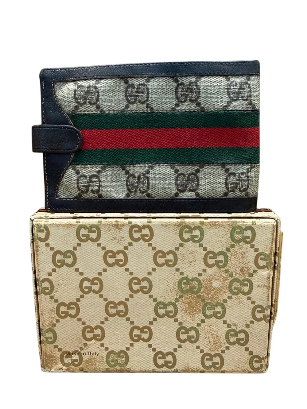 Vintage Gucci Accessory Collection GG Supreme Web Stripe Bifold Wallet Italy